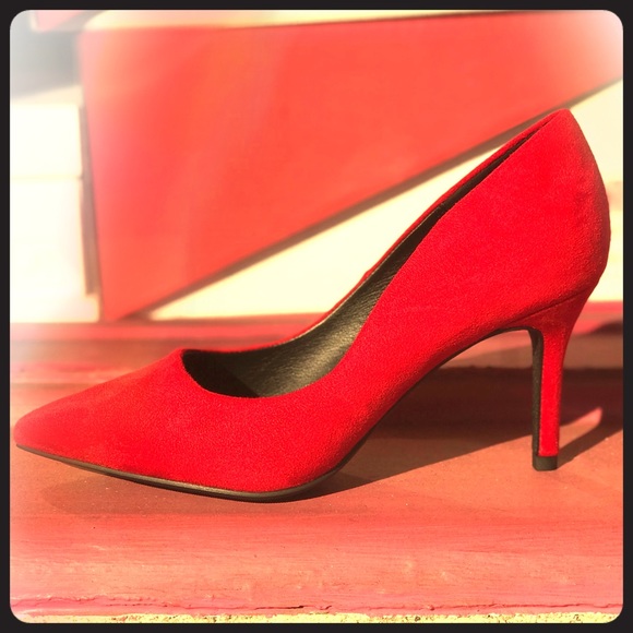 NJAP Shoes - 1 Left! Not Just A Pump Red faux suede Heel Pump